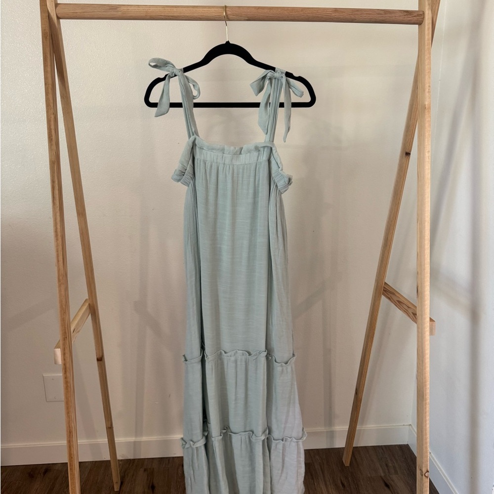 Light Blue Maxi Dress with Tie Straps